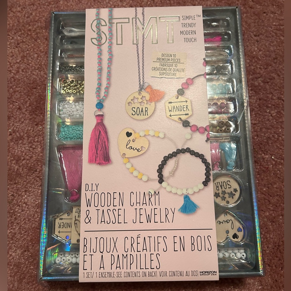 NWT. DIY wooden tassel and charm kit